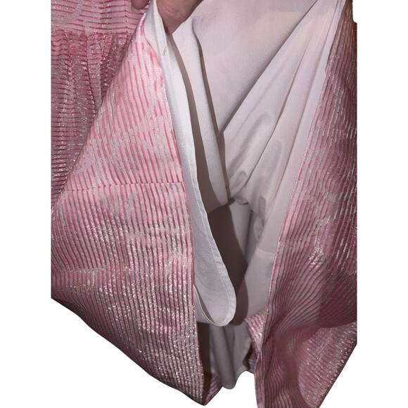 Lilly Pulitzer Kailey Pink & White Iridescent Chiffon Halter Dress Size 12 fun - Picture 8 of 14